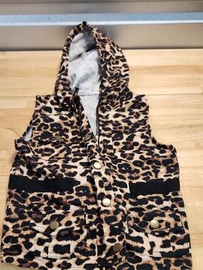 Leopard Print Hooded Utility Vest